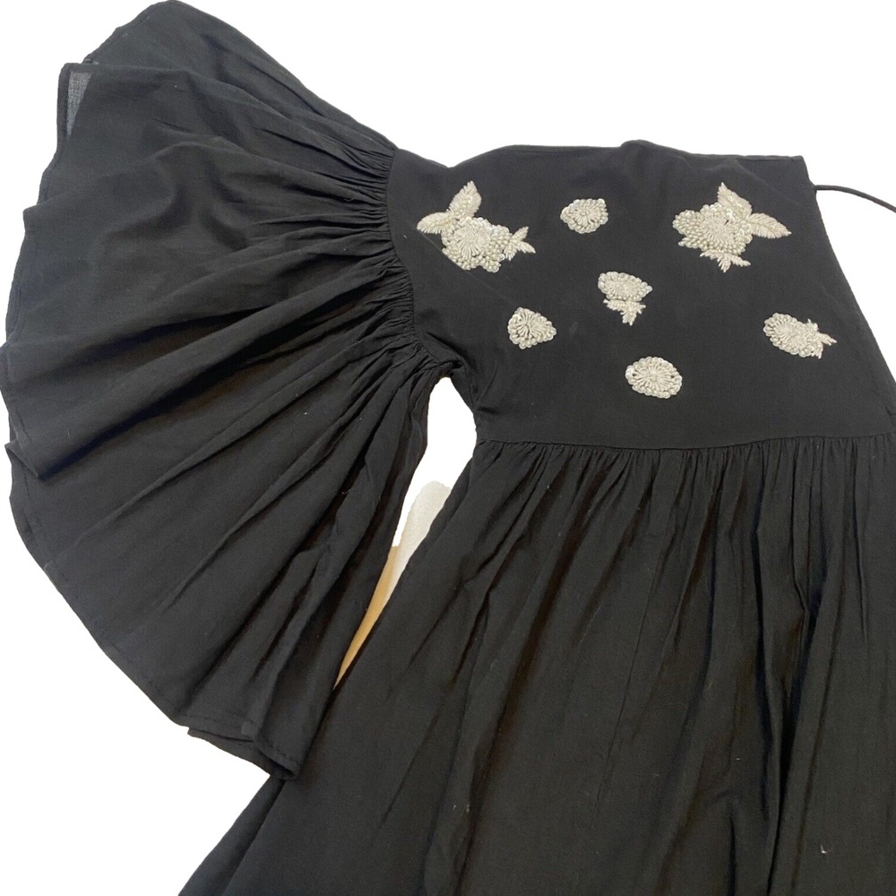 Anthropologie Maeve Size S Harlow Beaded Embroidered Floral Flutter Sleeve Top - Picture 10 of 16